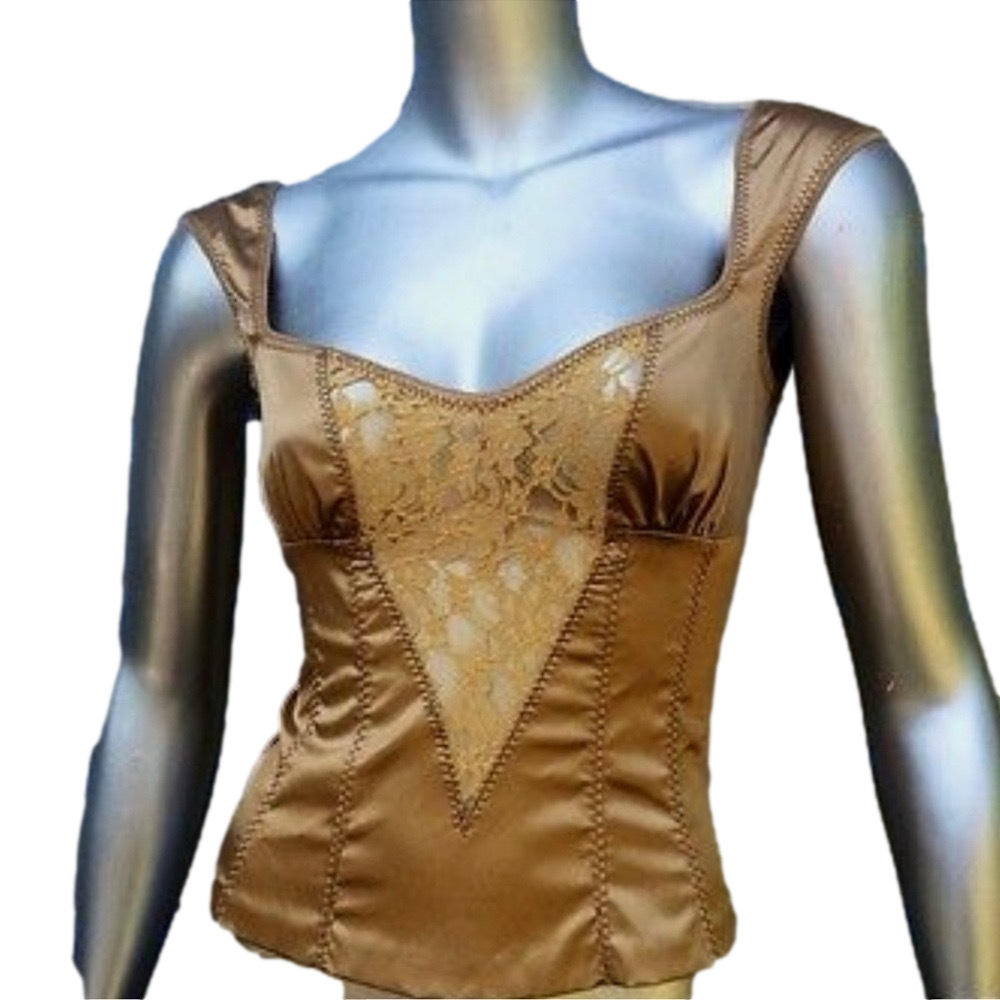 Dolce and Gabbana corset top Gold Satin Sheer - Picture 1 of 6
